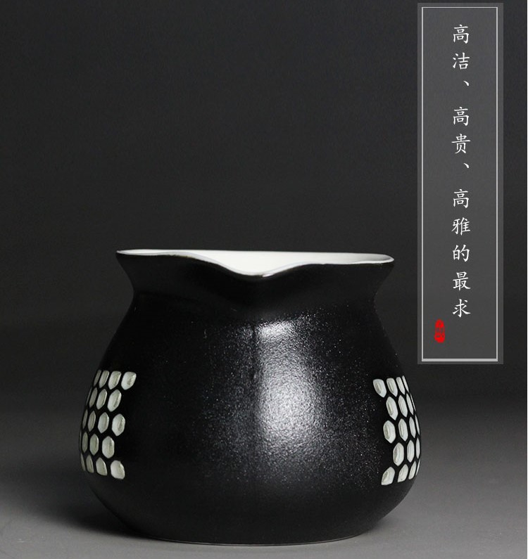 黑白蜂巢茶海，簡(jiǎn)約粗陶功夫茶具