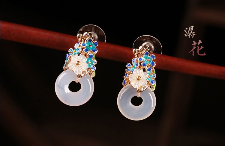 家佳樂(lè)文學(xué)耳釘瑪瑙平安扣耳墜耳環(huán)
