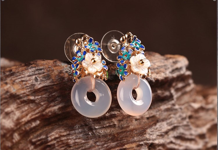 家佳樂(lè)文學(xué)耳釘瑪瑙平安扣耳墜耳環(huán)