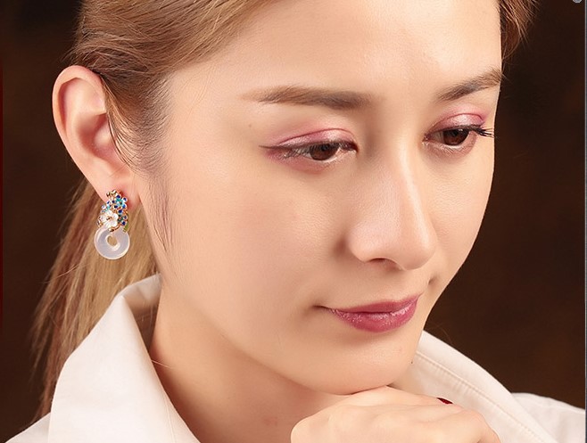 家佳樂(lè)文學(xué)耳釘瑪瑙平安扣耳墜耳環(huán)