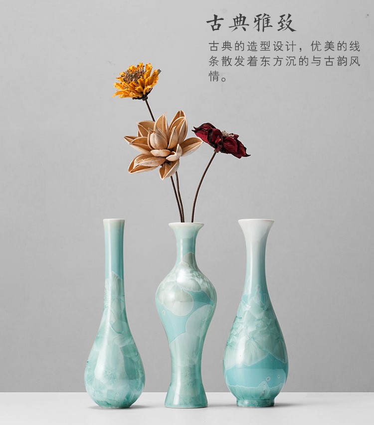 禪意中式插花藝術(shù)：新中式綠色結(jié)晶釉陶瓷插花