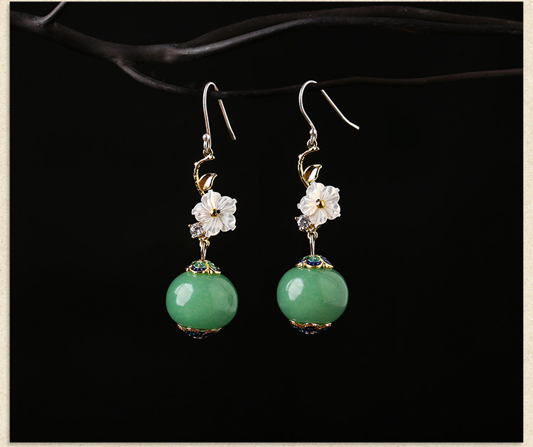 淡雅貝殼花朵氣質(zhì)耳環(huán)，家佳樂文學(xué)復(fù)古耳飾首飾