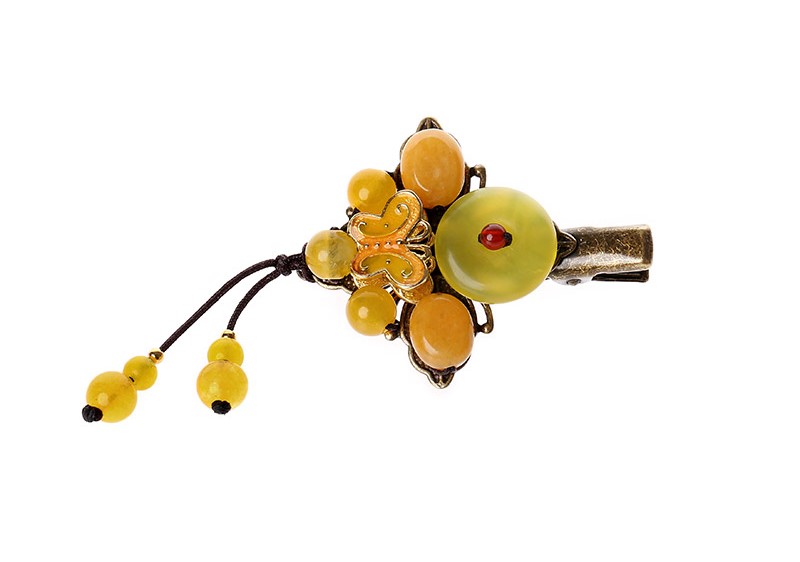 蝶戀情緣發(fā)夾:黃色別致古風(fēng)發(fā)夾頭飾