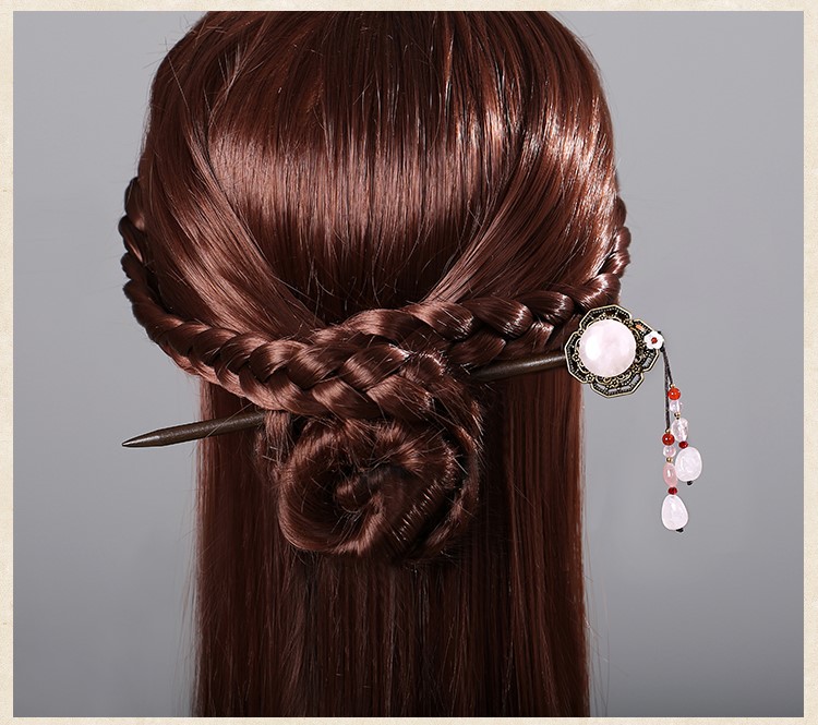 古風淑女公主流蘇珠釵，岫玉發(fā)釵發(fā)簪頭飾