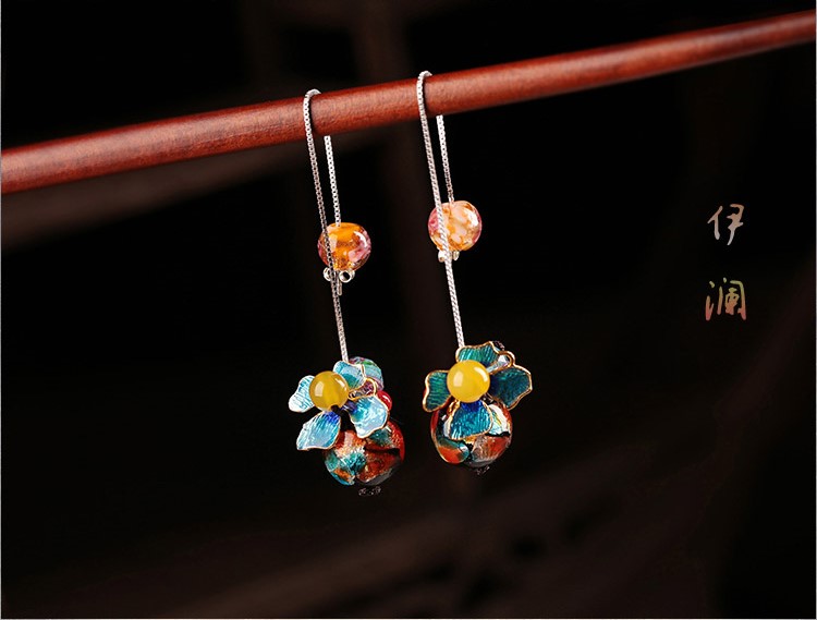 清新家佳樂(lè)文學(xué)耳墜，詩(shī)意銀線耳環(huán)首飾