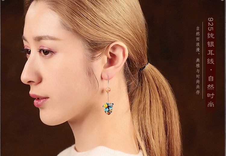 清新家佳樂(lè)文學(xué)耳墜，詩(shī)意銀線耳環(huán)首飾