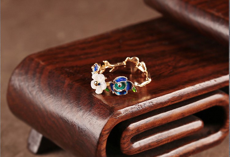 花清典雅指環(huán)，家佳樂文學(xué)簡約戒指首飾