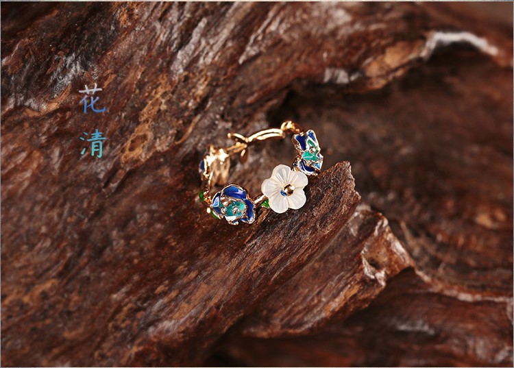 花清典雅指環(huán)，家佳樂文學(xué)簡約戒指首飾