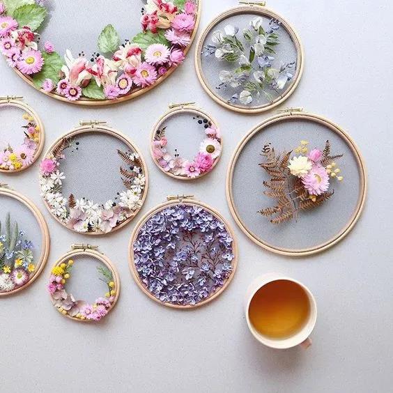 手工刺繡藝術:Olga Prinku 鮮花刺繡