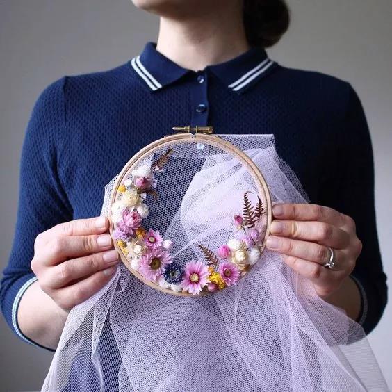 手工刺繡藝術：Olga Prinku 鮮花刺繡