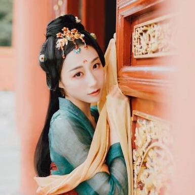 紅妝典雅帶傘團扇女生頭像，唯美古風(fēng)真人頭像