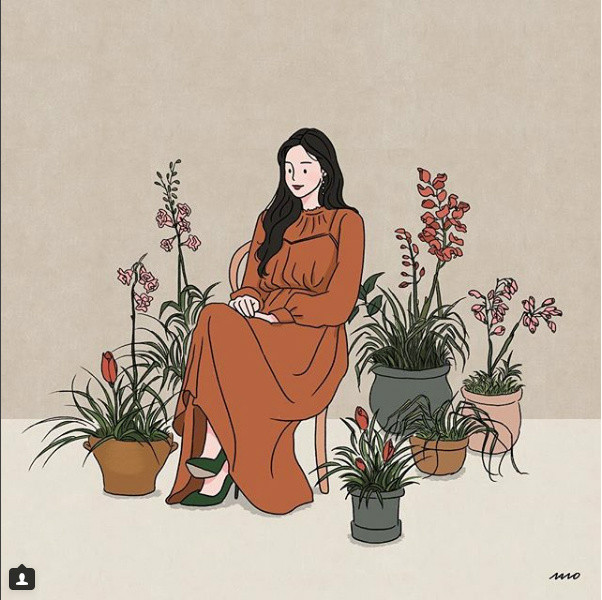 姑娘精致生活手繪插畫，唯美小清新插畫圖片