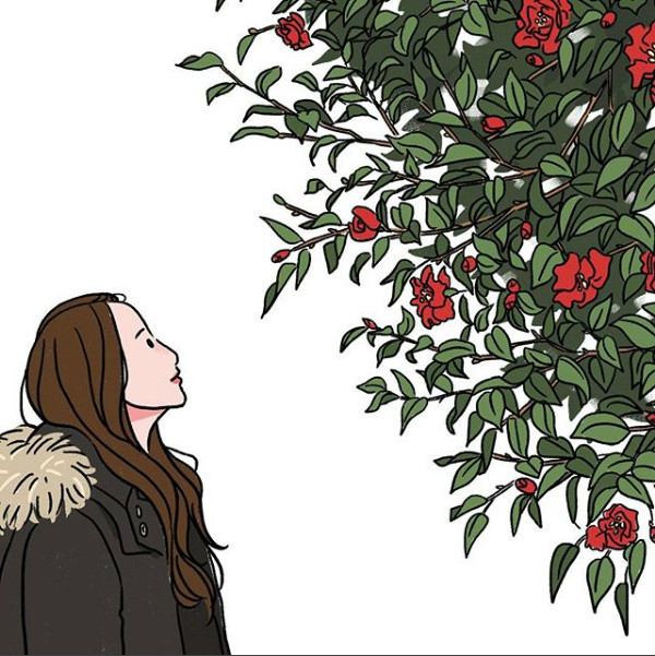 姑娘精致生活手繪插畫，唯美小清新插畫圖片