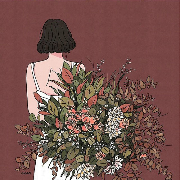 姑娘精致生活手繪插畫，唯美小清新插畫圖片