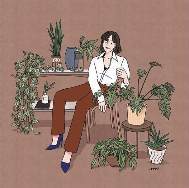 姑娘精致生活手繪插畫，唯美小清新插畫圖片