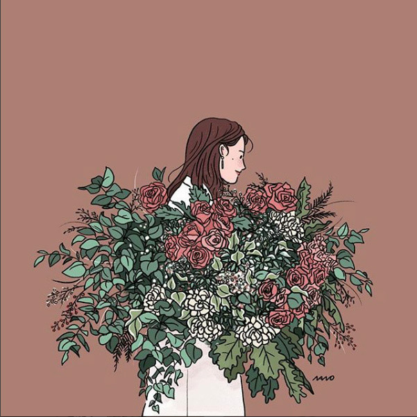 姑娘精致生活手繪插畫，唯美小清新插畫圖片