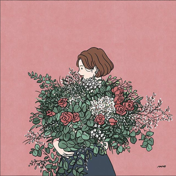 姑娘精致生活手繪插畫，唯美小清新插畫圖片