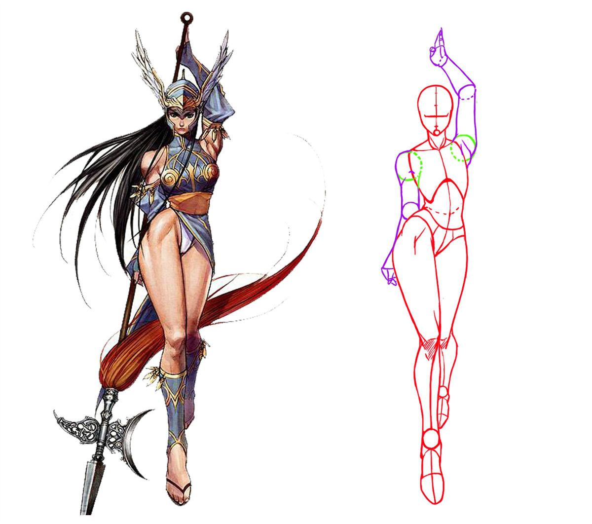 動漫人物圖片，動漫人體結構骨骼提煉線稿