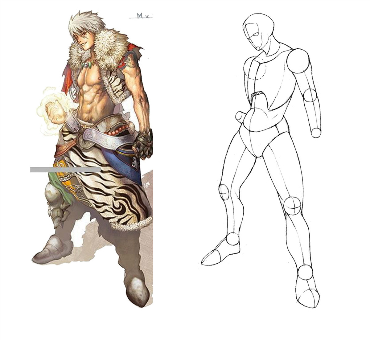 動漫人物圖片，動漫人體結構骨骼提煉線稿