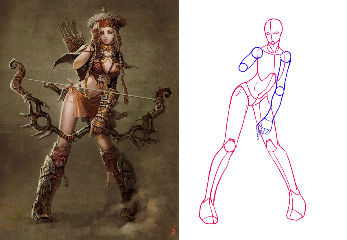 動漫人物圖片，動漫人體結構骨骼提煉線稿