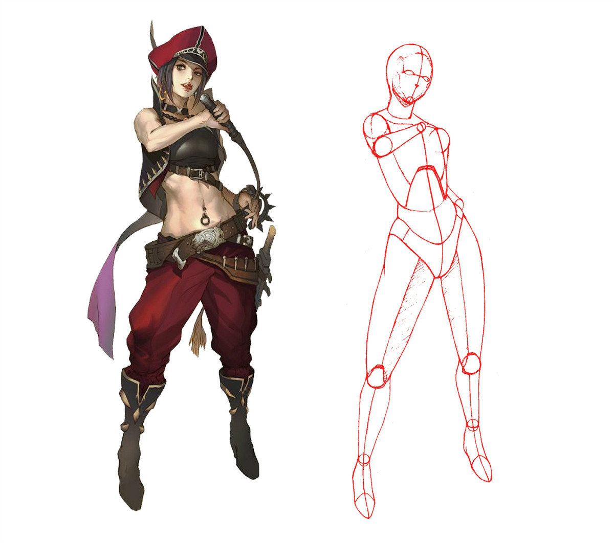 動漫人物圖片，動漫人體結構骨骼提煉線稿