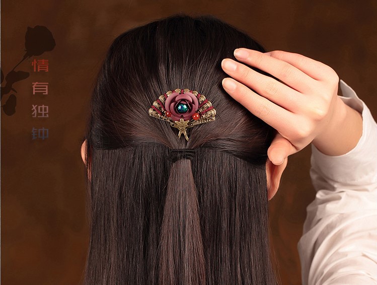 時(shí)尚生動扇形發(fā)簪，古典浪漫發(fā)釵頭飾