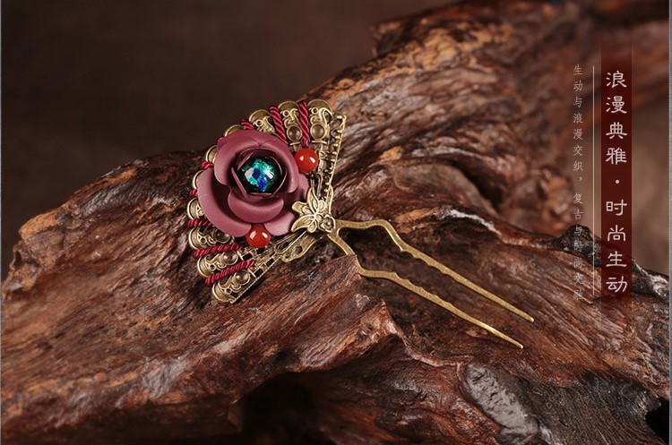 時(shí)尚生動扇形發(fā)簪，古典浪漫發(fā)釵頭飾