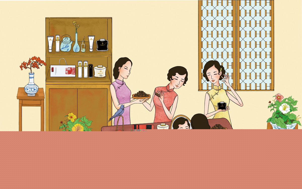 一款家佳樂文學(xué)化妝品宣傳插畫，廣告插畫設(shè)計(jì)