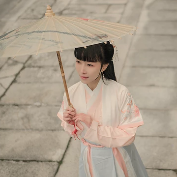 清新帶傘粉色披風(fēng)女生頭像，唯美古風(fēng)頭像