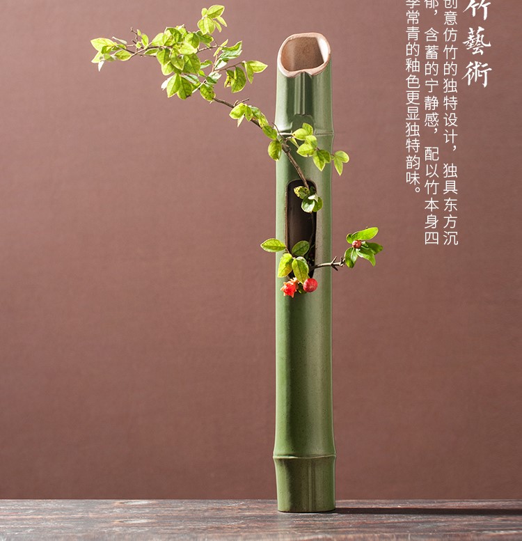 創(chuàng)意仿竹壁掛花器花藝，禪意中式插花