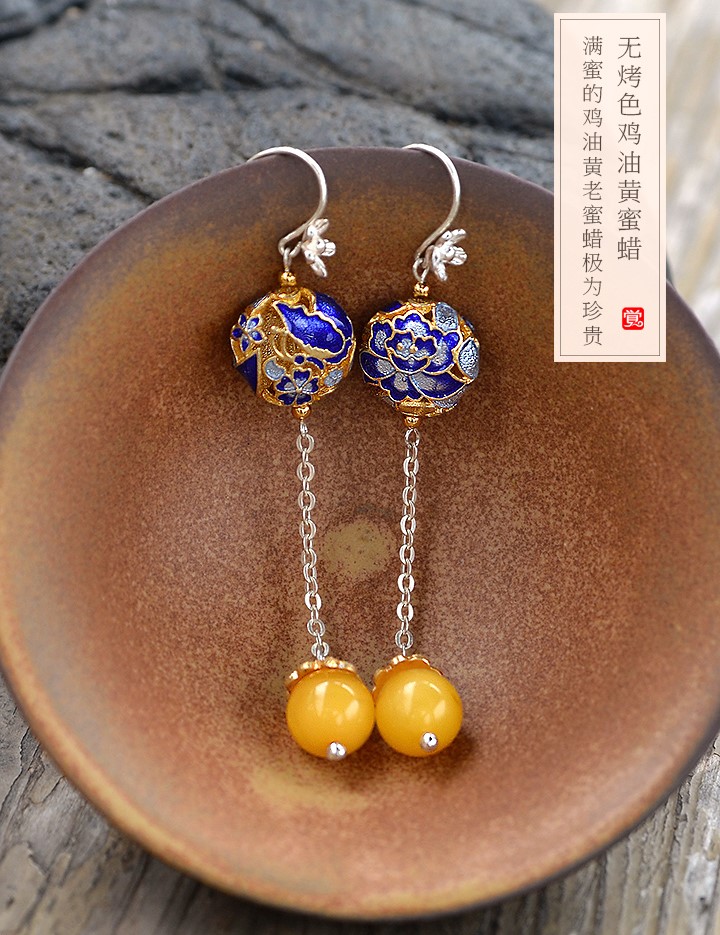 游園驚夢流金耳飾，銀牡丹長款耳環(huán)首飾