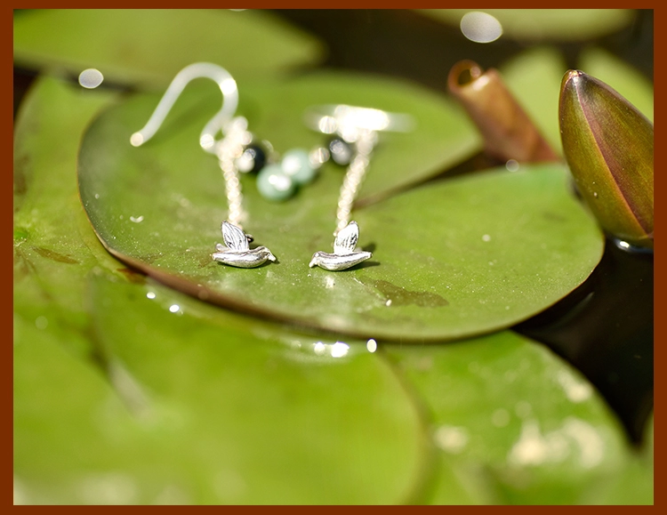 鳥(niǎo)兒吊墜耳飾，天然翡翠長(zhǎng)款耳環(huán)首飾