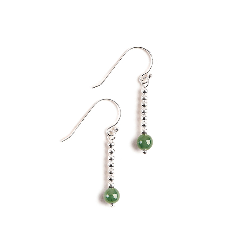 緬甸玉長(zhǎng)款耳飾，天然翡翠銀耳環(huán)首飾