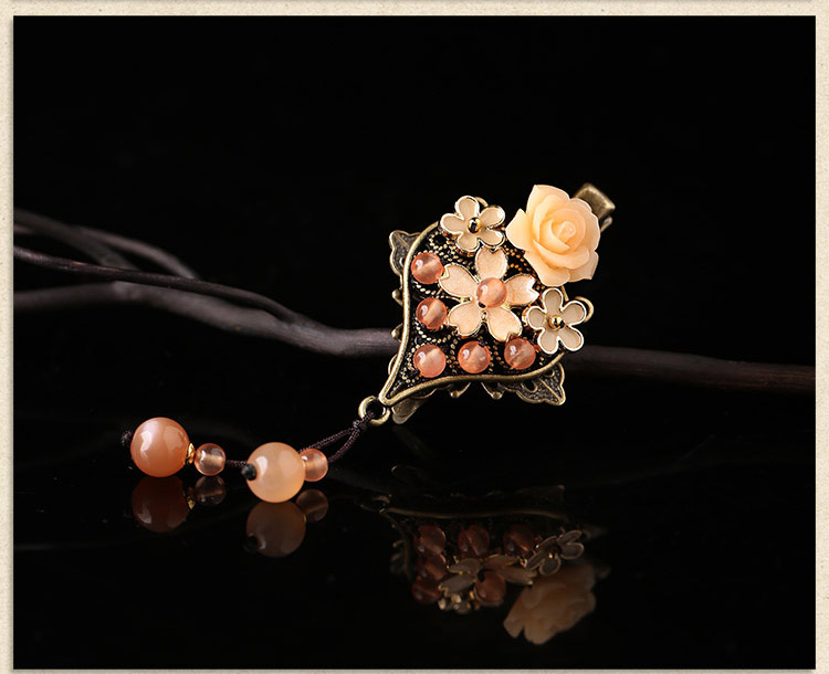 古典民族花朵發(fā)夾，復(fù)古風(fēng)淡雅清新頭飾
