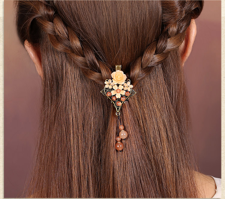 古典民族花朵發(fā)夾，復(fù)古風(fēng)淡雅清新頭飾