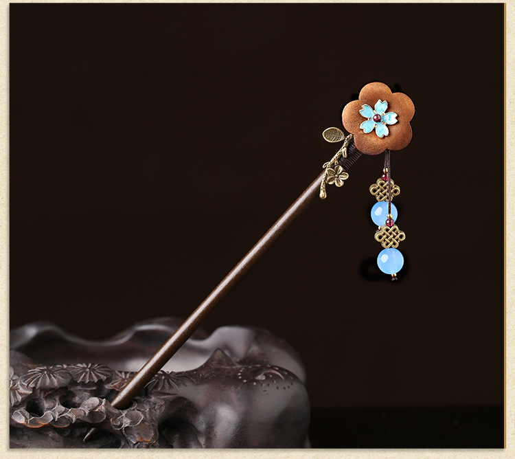 復(fù)古流蘇發(fā)簪步搖，木花民族風(fēng)簪子頭飾