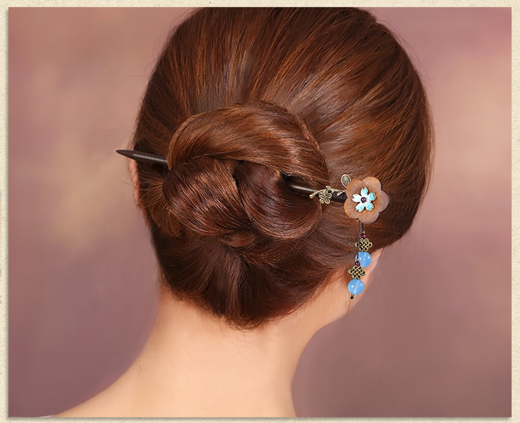 復(fù)古流蘇發(fā)簪步搖，木花民族風(fēng)簪子頭飾