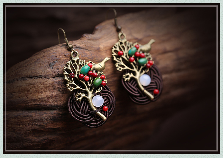 森系古典耳墜耳環(huán)，家佳樂(lè)文學(xué)夸張吊墜耳環(huán)