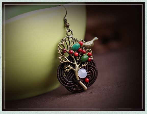 森系古典耳墜耳環(huán)，家佳樂(lè)文學(xué)夸張吊墜耳環(huán)