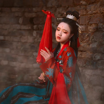 嬌艷紅傘女生頭像，唯美古風(fēng)真人頭像