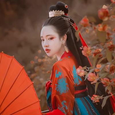 嬌艷紅傘女生頭像，唯美古風(fēng)真人頭像