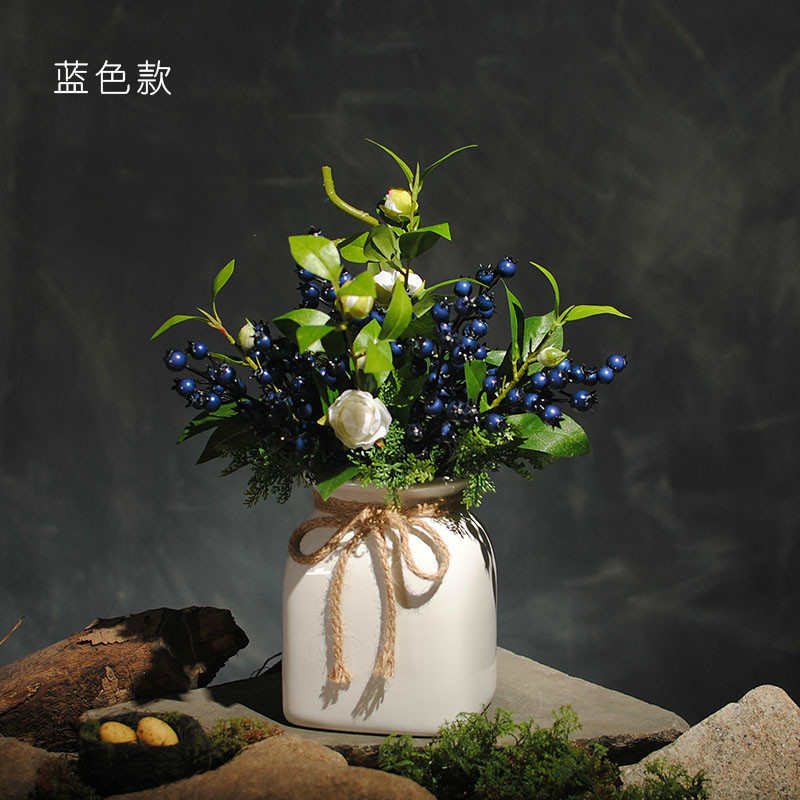 可愛(ài)漿果插花藝術(shù)，仿真茶花中式花藝