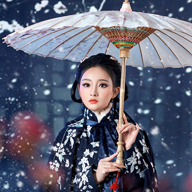 優(yōu)雅賞雪帶傘女生頭像，唯美古風真人頭像