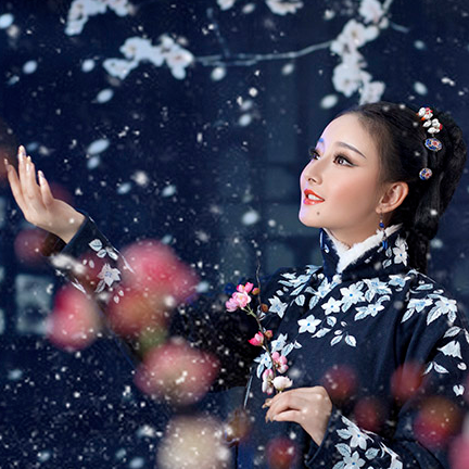 優(yōu)雅賞雪帶傘女生頭像，唯美古風真人頭像