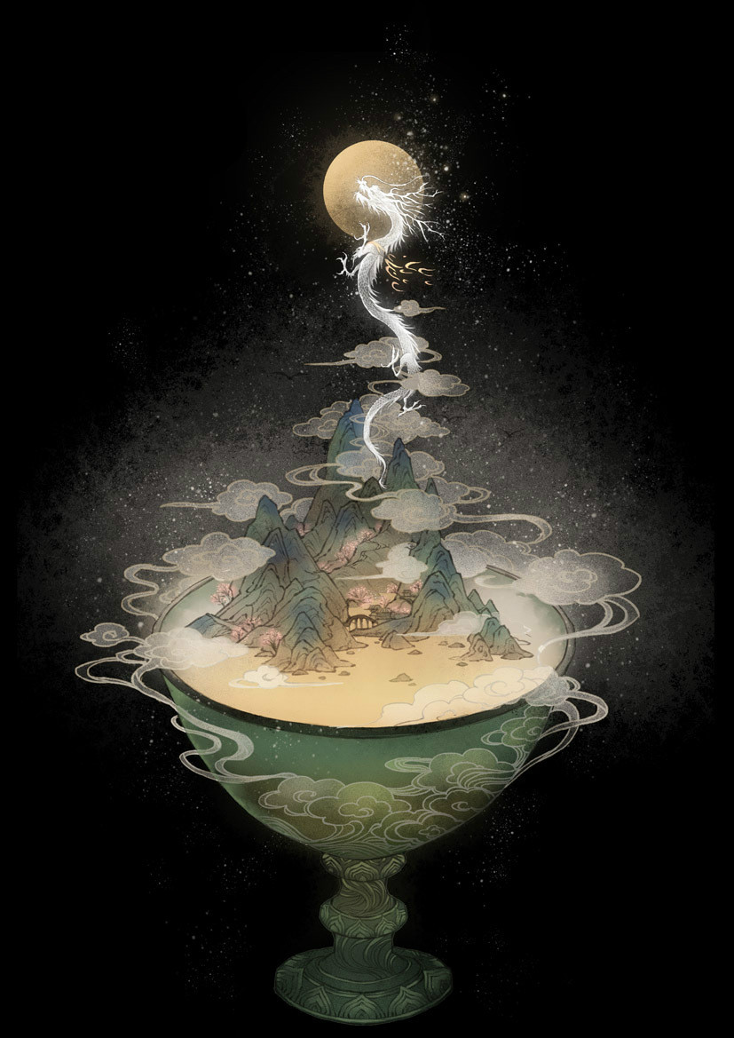 9款古風(fēng)插畫，半面妝插畫合集欣賞