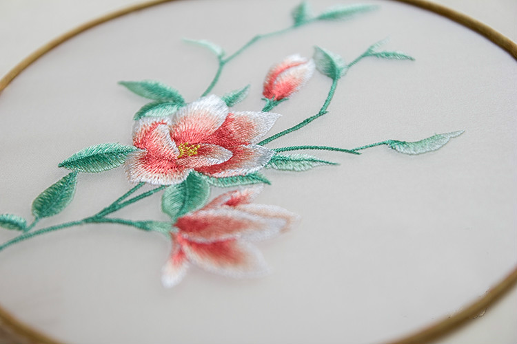 古典茉莉花刺繡團(tuán)扇，復(fù)古繡花宮扇工藝扇子