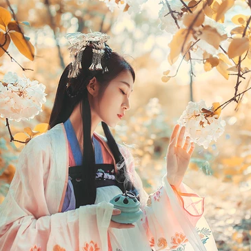 秋意氣質(zhì)帶團扇女生頭像，唯美古風(fēng)真人頭像