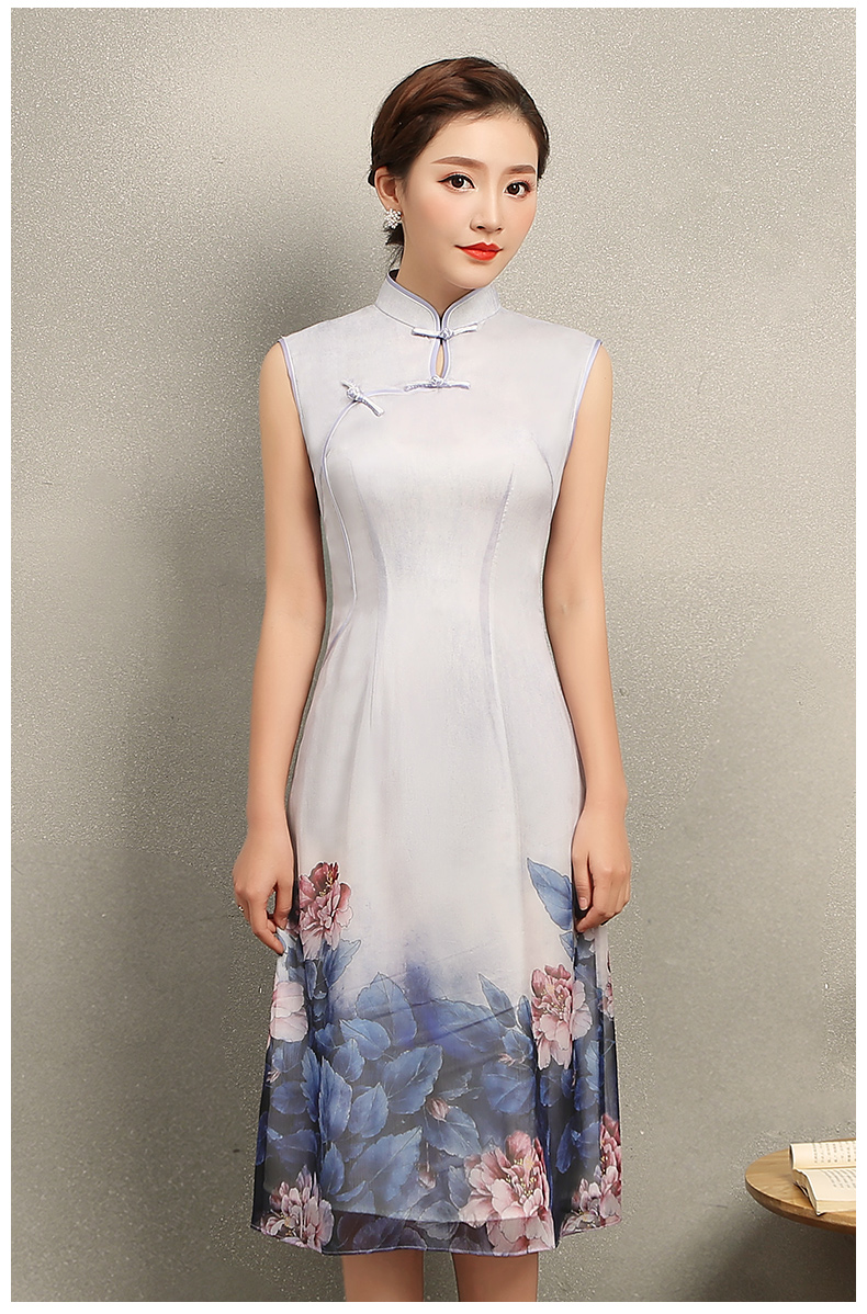 溫婉優(yōu)雅淡紫旗袍，文藝復古氣息旗袍裙