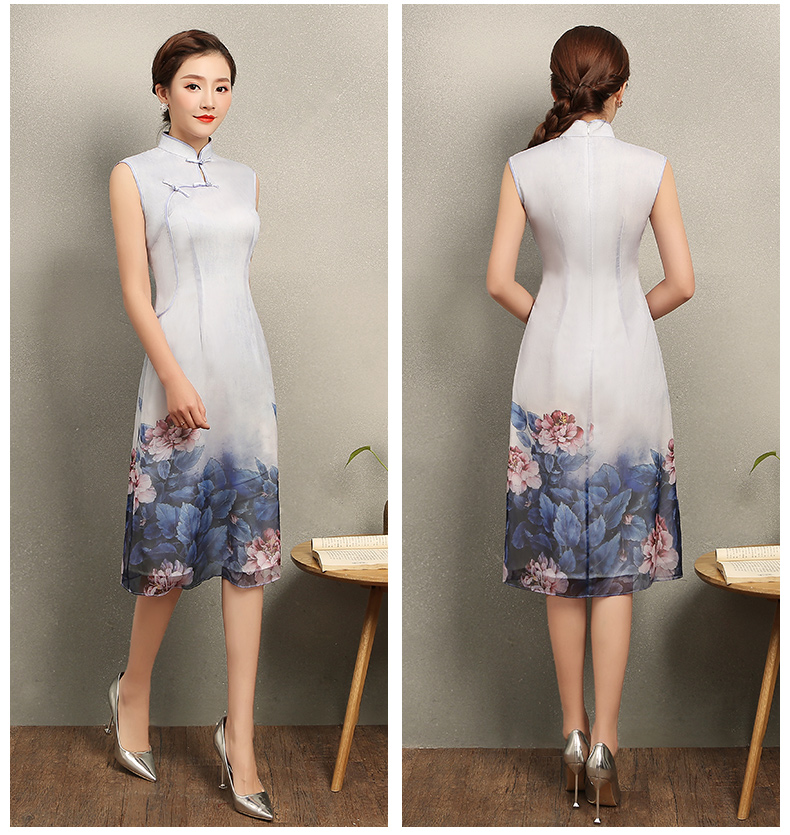 溫婉優(yōu)雅淡紫旗袍，文藝復古氣息旗袍裙