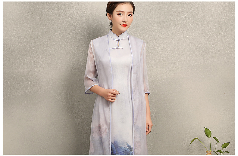 溫婉優(yōu)雅淡紫旗袍，文藝復古氣息旗袍裙